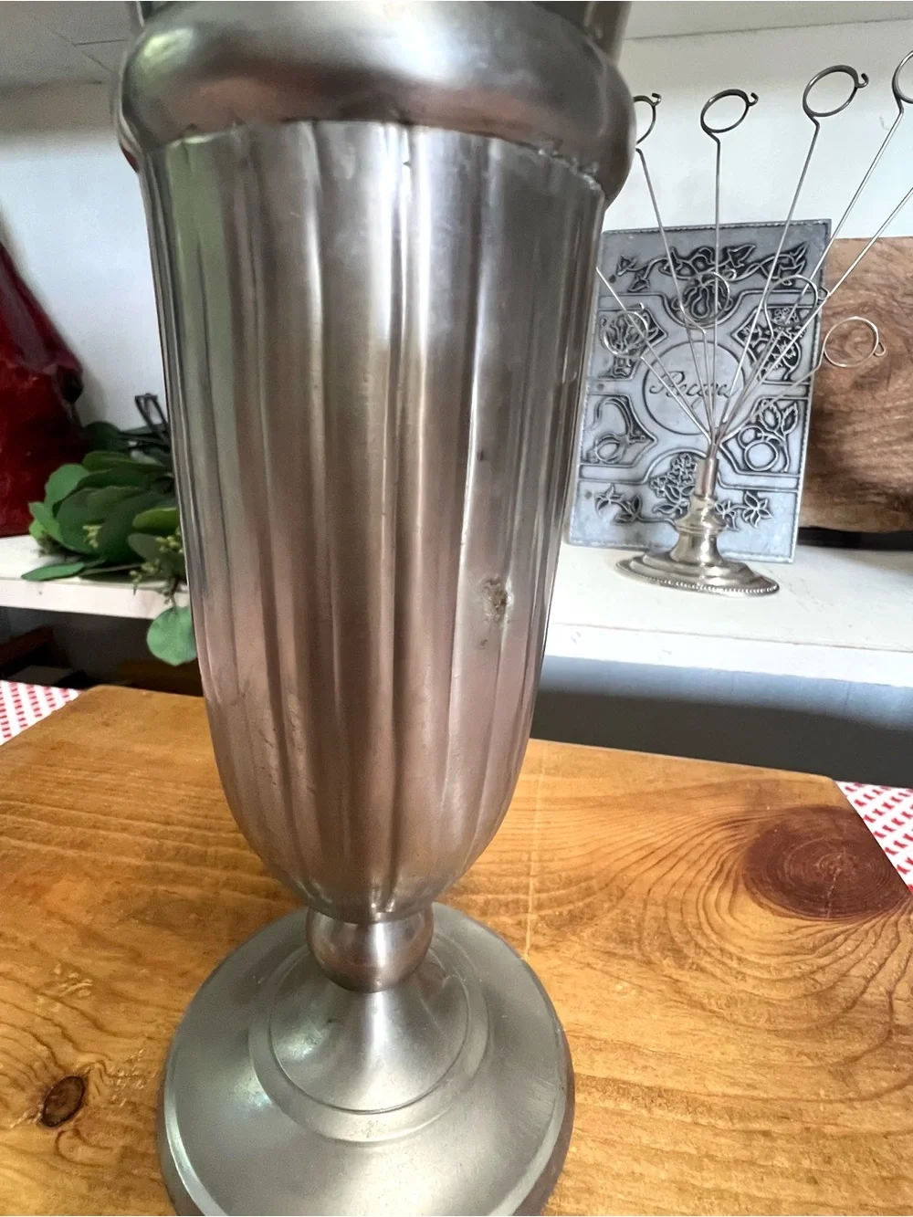 Vintage vase metal pewter? IHI India decor grandma core